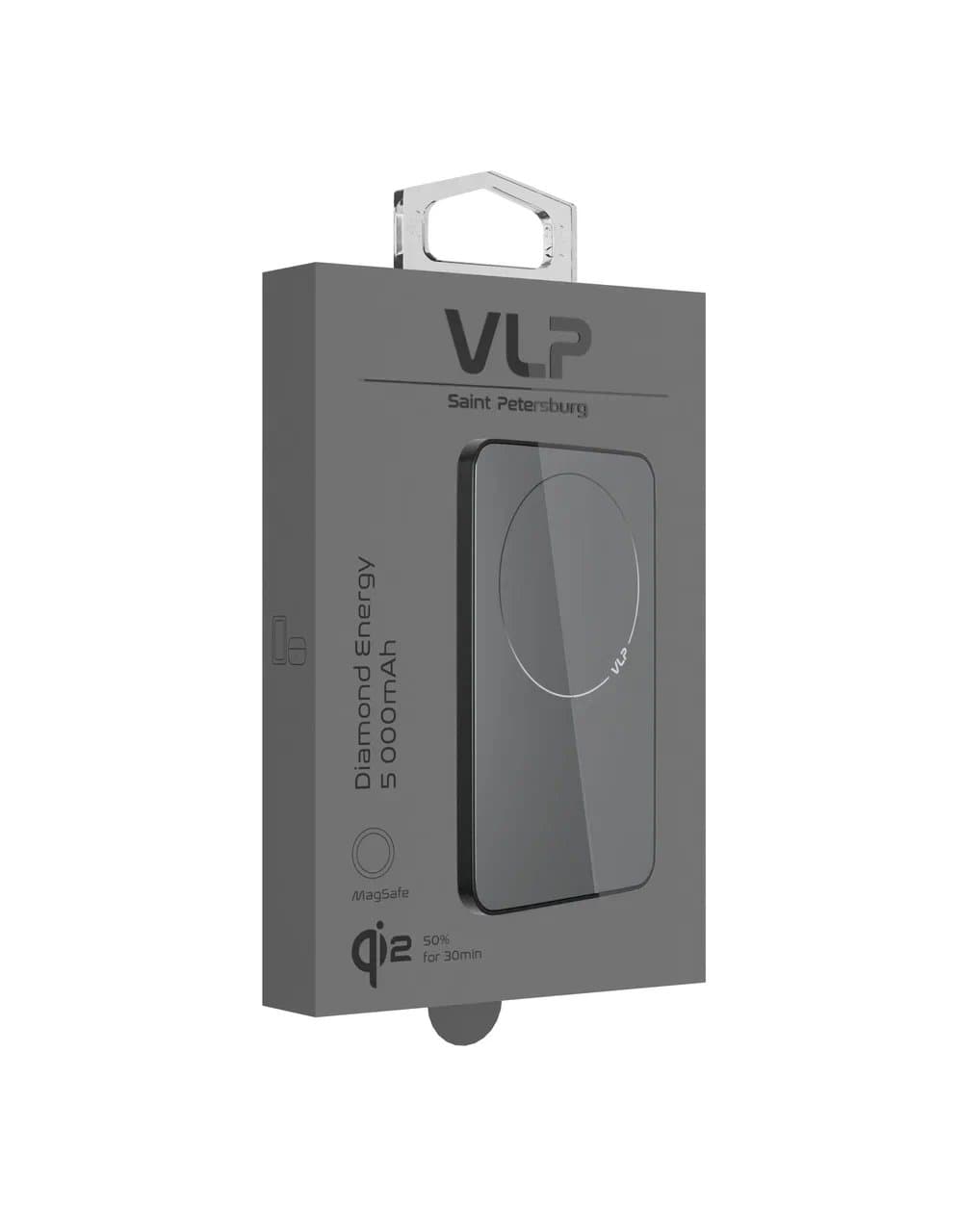 Аккумулятор внешний VLP Diamond Energy MagSafe, Qi2, 5000 mAh, USB-C, черный титан