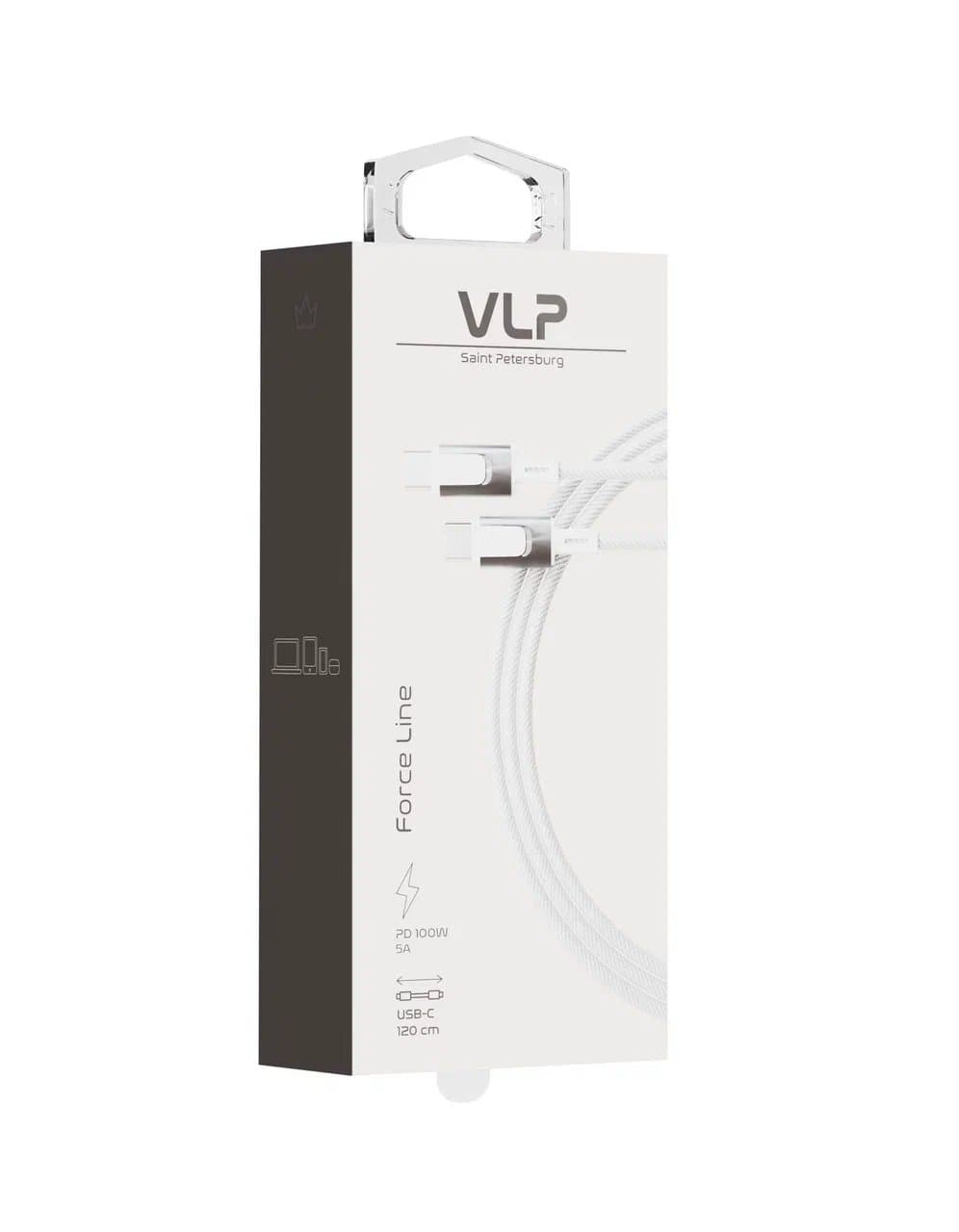 Дата-кабель VLP Force Line 100W USB-C + USB-C, 1.2m, белый