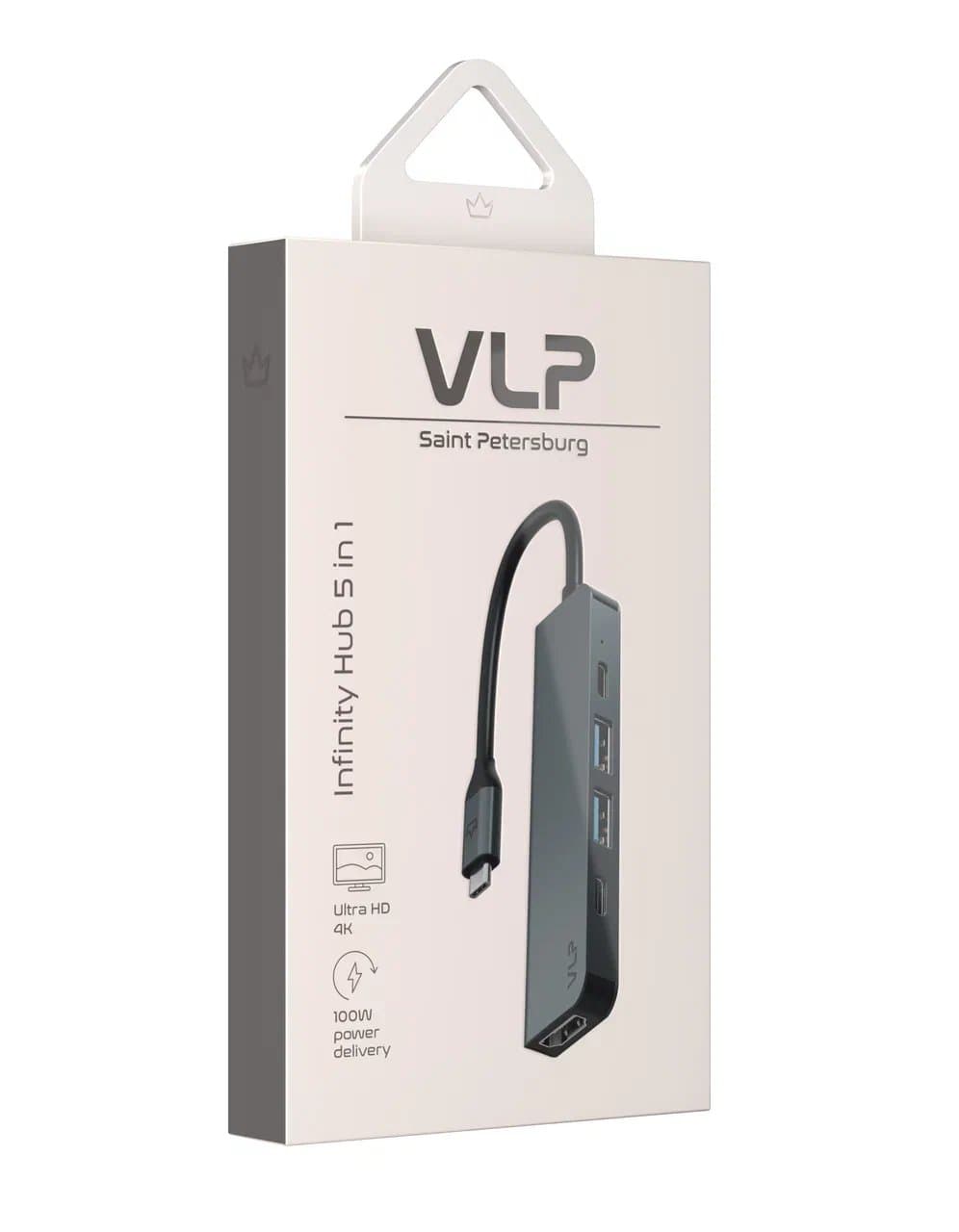 Адаптер VLP Infinity USB-C Hub 5 в 1, серебряный - 3