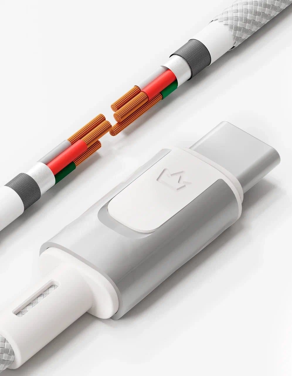 Дата-кабель VLP Force Line 100W USB-C + USB-C, 1.2m, белый - 3