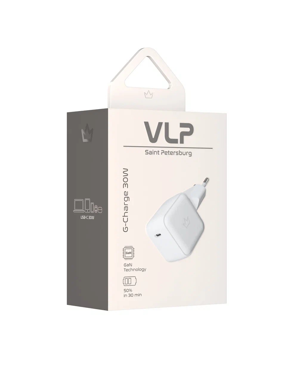 Сетевое зарядное устройство VLP G-Charge 30Вт USB-C, PD, QC, белый